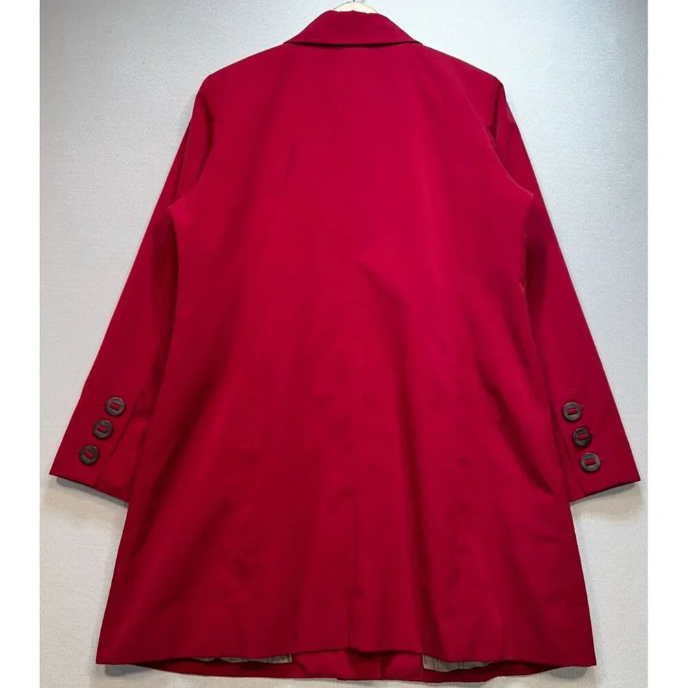Braetan Women's Preppy Button Front Trench Coat Long Sleeve Size XL Red - Picture 2 of 10